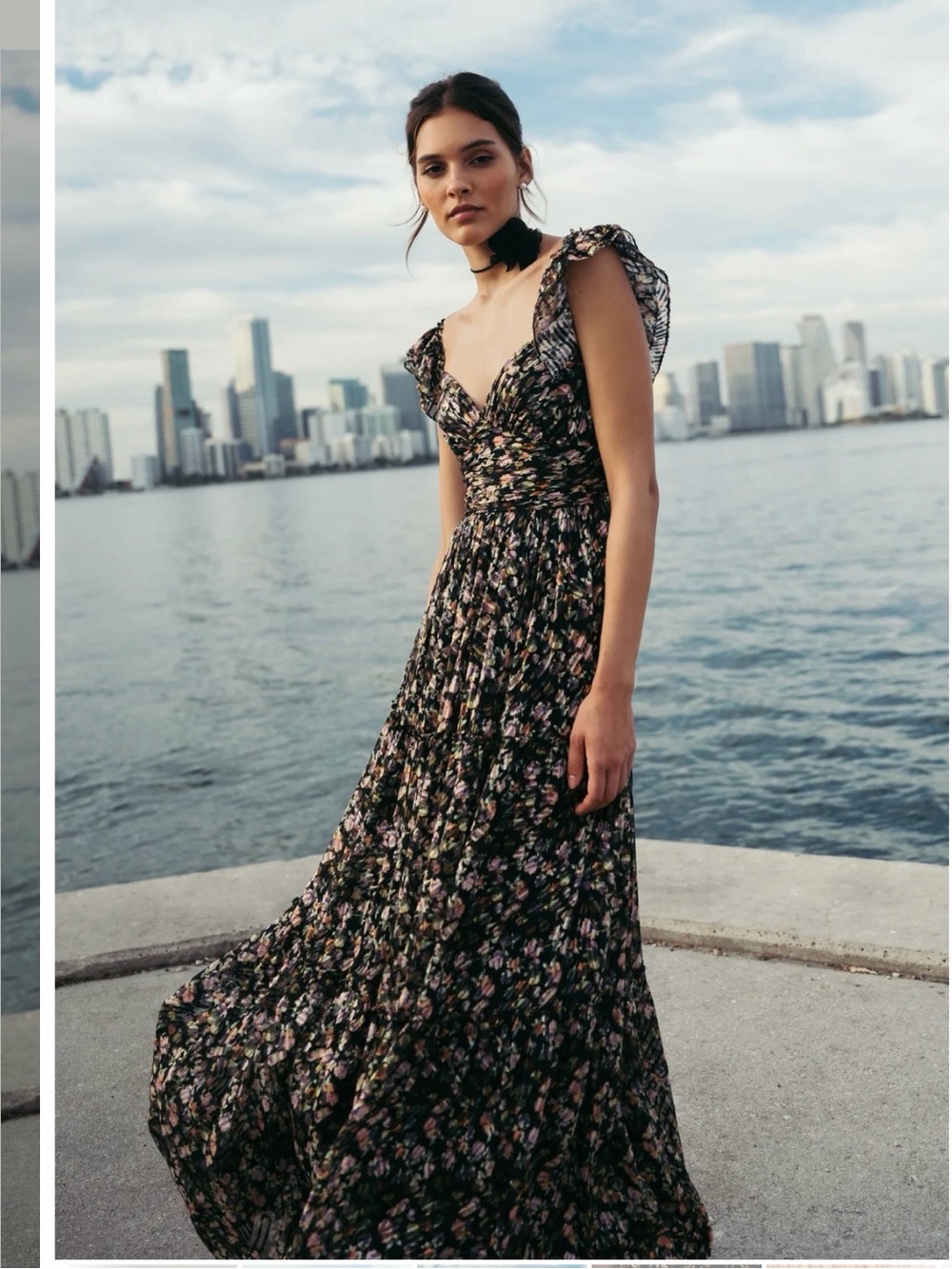 Jenny Yoo Naia Floral Burnout Ball Gown Black Multi Size 12 Silk Blend